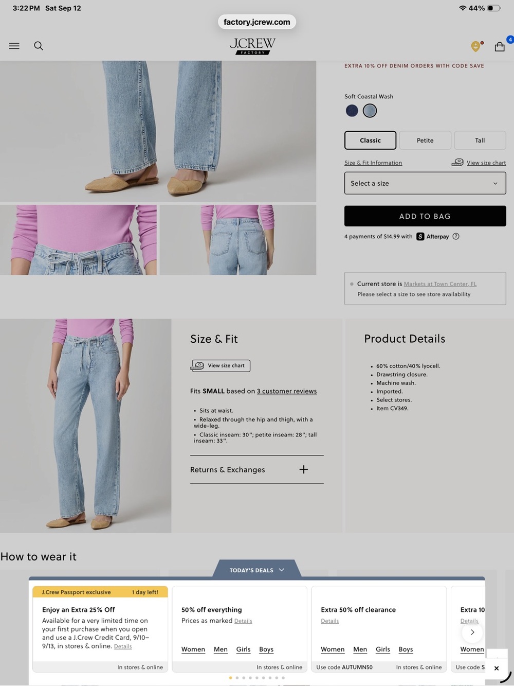 J. Crew Flare Wide-Leg Jeans in Soft Coastal Light Blue